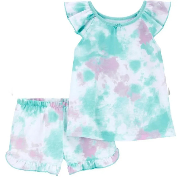 #21 Carter's Kids' 4-Piece Pajama Set Flamingo and Tie Dye 2T 3T 4T 5T B… - Picture 1 of 9